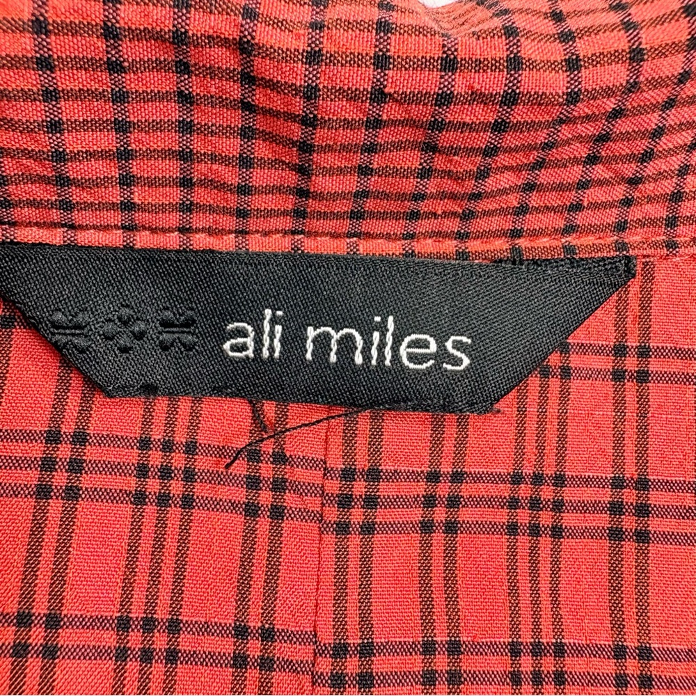 Ali Miles Red Black Plaid Patchwork Button Front … - image 10